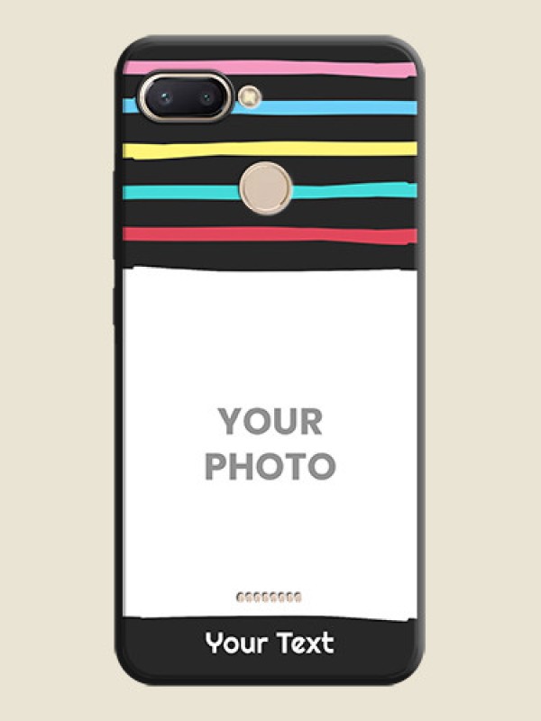 Custom Multicolor Lines with Image on Space Black Personalized Soft Matte Phone Covers - Redmi 6 - alternate view