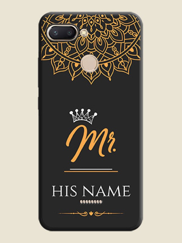Custom Mr Name with Floral Design  on Personalised Space Black Soft Matte Cases - Redmi 6 - alternate view