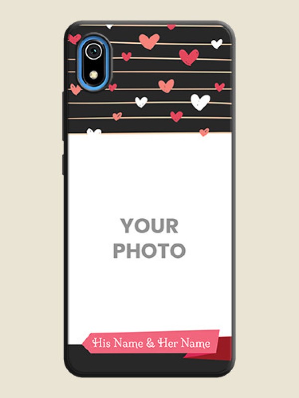 Custom Love Pattern with Name on Pink Ribbon  - Photo on Space Black Soft Matte Back Cover - Redmi 7A - alternate view