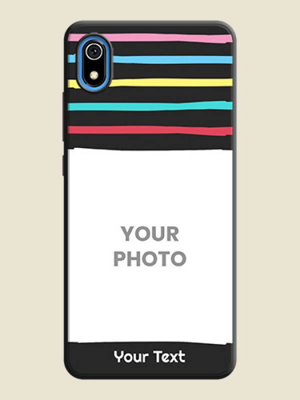 Custom Multicolor Lines with Image on Space Black Personalized Soft Matte Phone Covers - Redmi 7A - alternate view