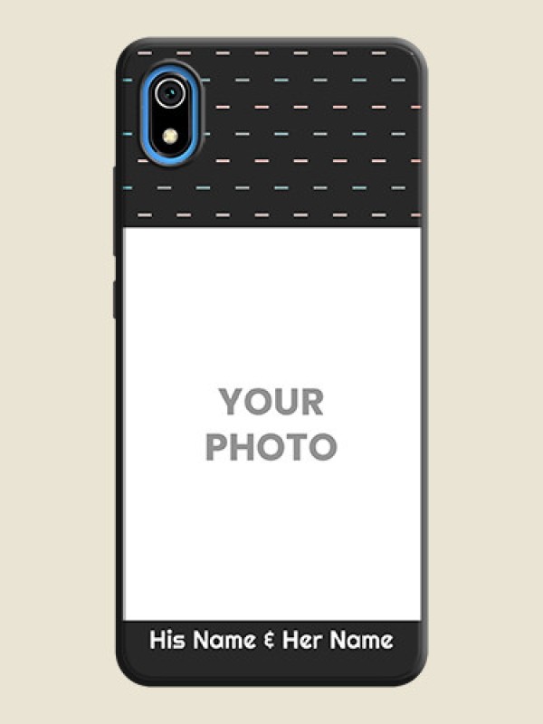 Custom Line Pattern Design with Text on Space Black Custom Soft Matte Phone Back Cover - Redmi 7A - alternate view