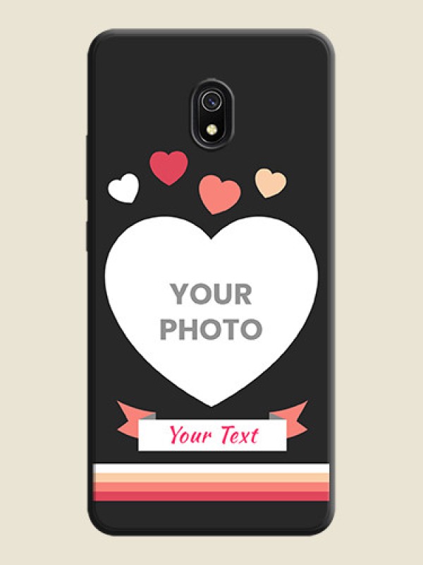 Custom Love Shaped Photo with Colorful Stripes on Personalised Space Black Soft Matte Cases - Redmi 8A - alternate view