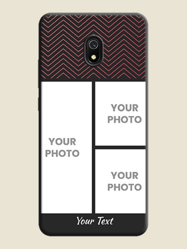 Custom Wave Pattern with 3 Image Holder on Space Black Custom Soft Matte Back Cover - Redmi 8A - alternate view