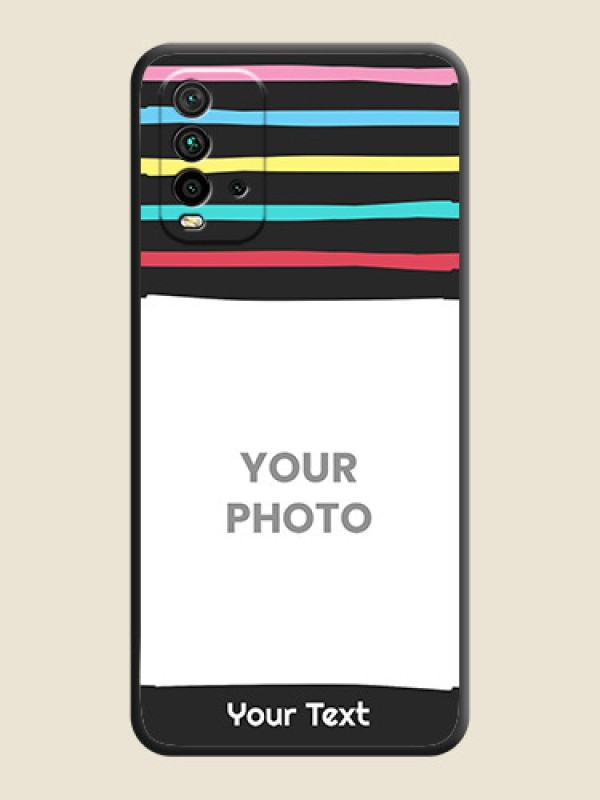 Custom Multicolor Lines with Image on Space Black Personalized Soft Matte Phone Covers - Redmi 9 Power - alternate view