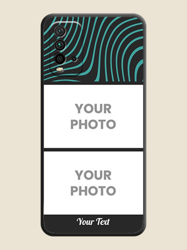 Custom Wave Pattern with 2 Image Holder on Space Black Personalized Soft Matte Phone Covers - Redmi 9 Power - alternate view