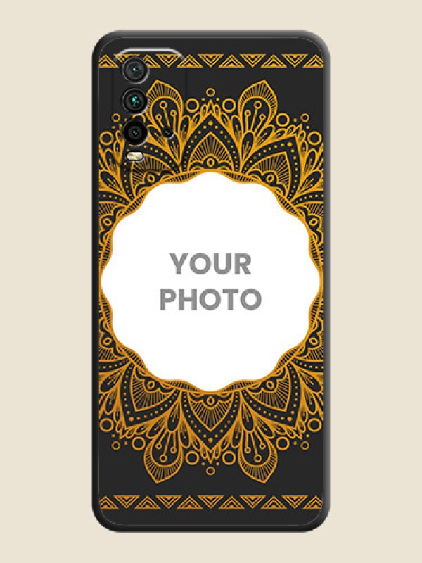 Custom Round Image with Floral Design on Photo on Space Black Soft Matte Mobile Cover - Redmi 9 Power - alternate view
