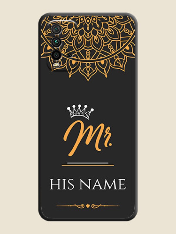 Custom Mr Name with Floral Design  on Personalised Space Black Soft Matte Cases - Redmi 9 Power - alternate view