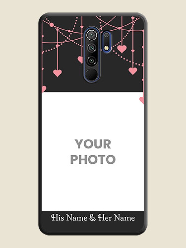 Custom Pink Love Hangings with Text on Space Black Custom Soft Matte Back Cover - Redmi 9 Prime - alternate view