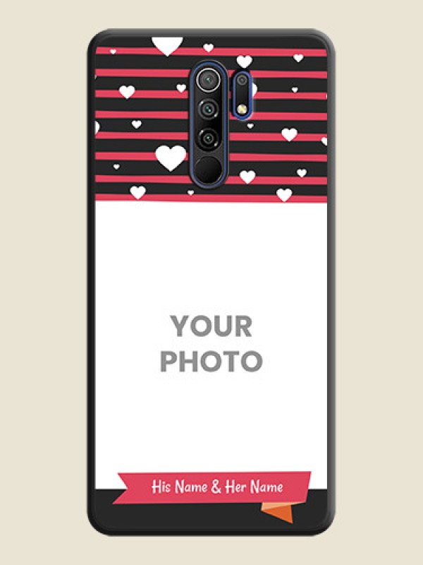 Custom White Color Love Symbols with Pink Lines Pattern on Space Black Custom Soft Matte Phone Cases - Redmi 9 Prime - alternate view