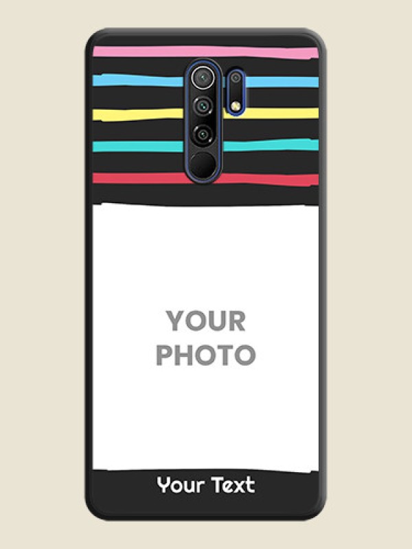 Custom Multicolor Lines with Image on Space Black Personalized Soft Matte Phone Covers - Redmi 9 Prime - alternate view