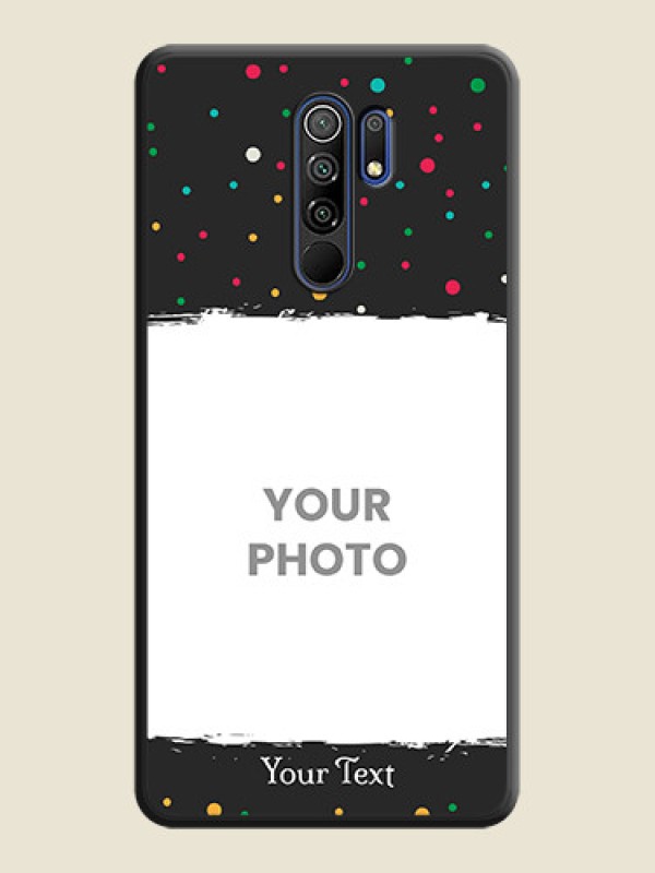 Custom Multicolor Dotted Pattern with Text on Space Black Custom Soft Matte Phone Back Cover - Redmi 9 Prime - alternate view