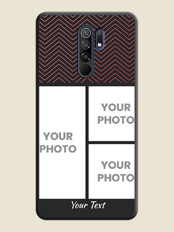 Custom Wave Pattern with 3 Image Holder on Space Black Custom Soft Matte Back Cover - Redmi 9 Prime - alternate view
