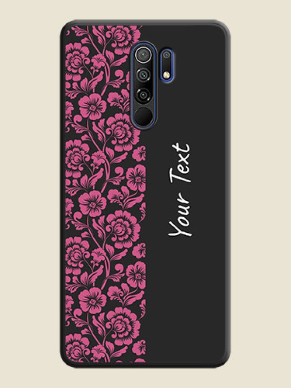 Custom Pink Floral Pattern Design With Custom Text On Space Black Personalized Soft Matte Phone Covers -Xiaomi Redmi 9 Prime - alternate view