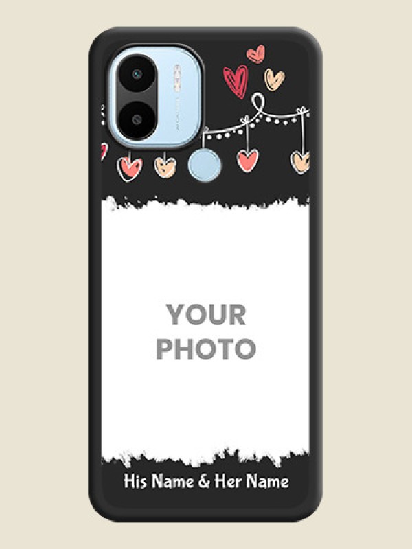 Custom Pink Love Hangings with Name on Space Black Custom Soft Matte Phone Cases - Xiaomi Redmi A1 Plus - alternate view