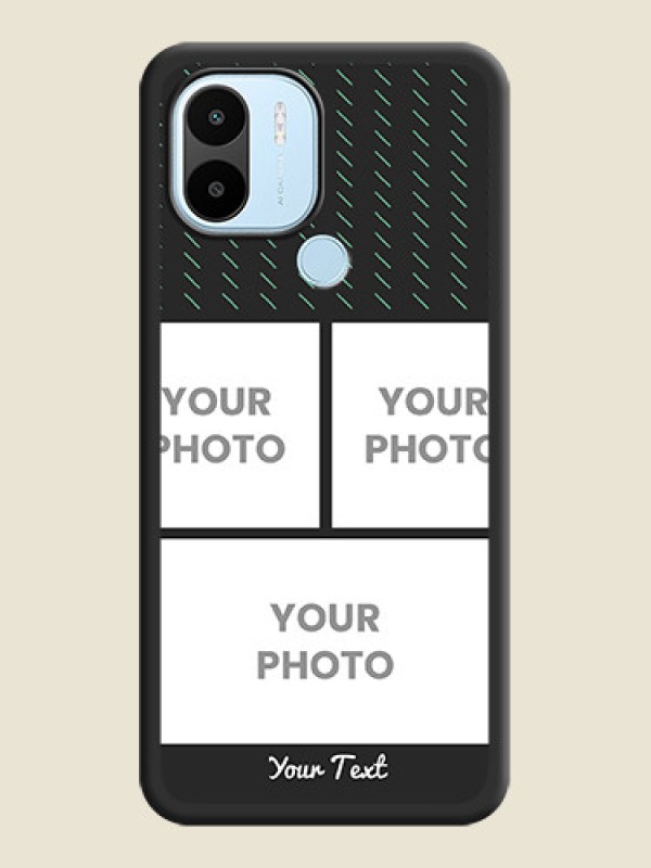 Custom Cross Dotted Pattern with 2 Image Holder  on Personalised Space Black Soft Matte Cases - Xiaomi Redmi A1 Plus - alternate view