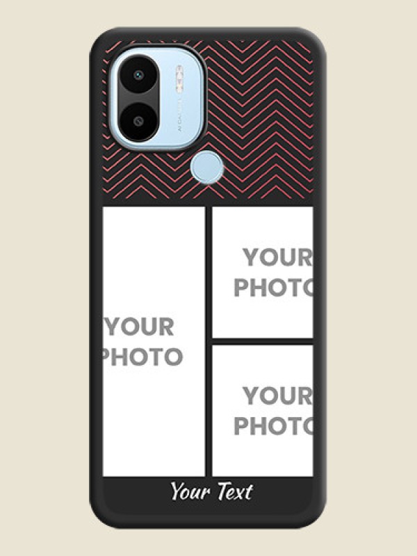 Custom Wave Pattern with 3 Image Holder on Space Black Custom Soft Matte Back Cover - Xiaomi Redmi A1 Plus - alternate view