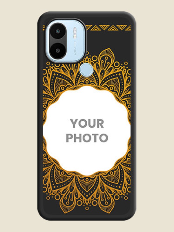 Custom Round Image with Floral Design on Photo on Space Black Soft Matte Mobile Cover - Xiaomi Redmi A1 Plus - alternate view