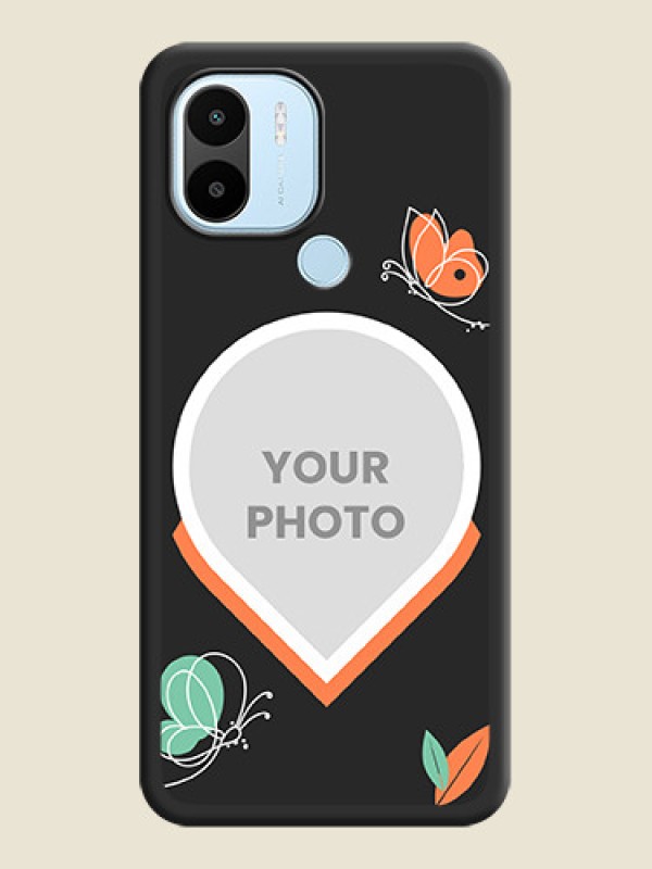 Custom Upload Pic With Simple Butterly Design On Space Black Personalized Soft Matte Phone Covers -Xiaomi Redmi A1 Plus - alternate view