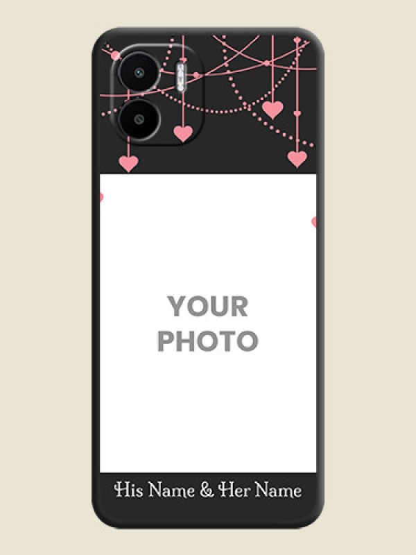 Custom Pink Love Hangings with Text on Space Black Custom Soft Matte Back Cover - Xiaomi Redmi A1 - alternate view
