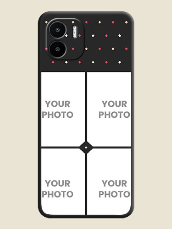 Custom Multicolor Dotted Pattern with 4 Image Holder on Space Black Custom Soft Matte Phone Cases - Xiaomi Redmi A1 - alternate view