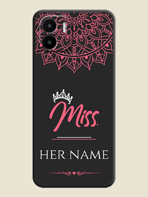 Custom Mrs Name with Floral Design on Space Black Personalized Soft Matte Phone Covers - Xiaomi Redmi A1 - alternate view