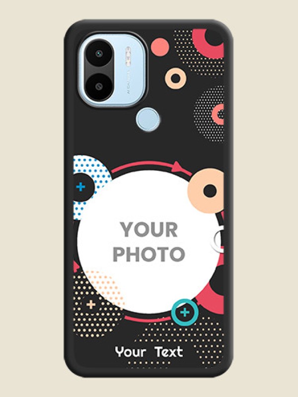Custom Multicoloured Round Image on Personalised Space Black Soft Matte Cases - Xiaomi Redmi A2 Plus - alternate view