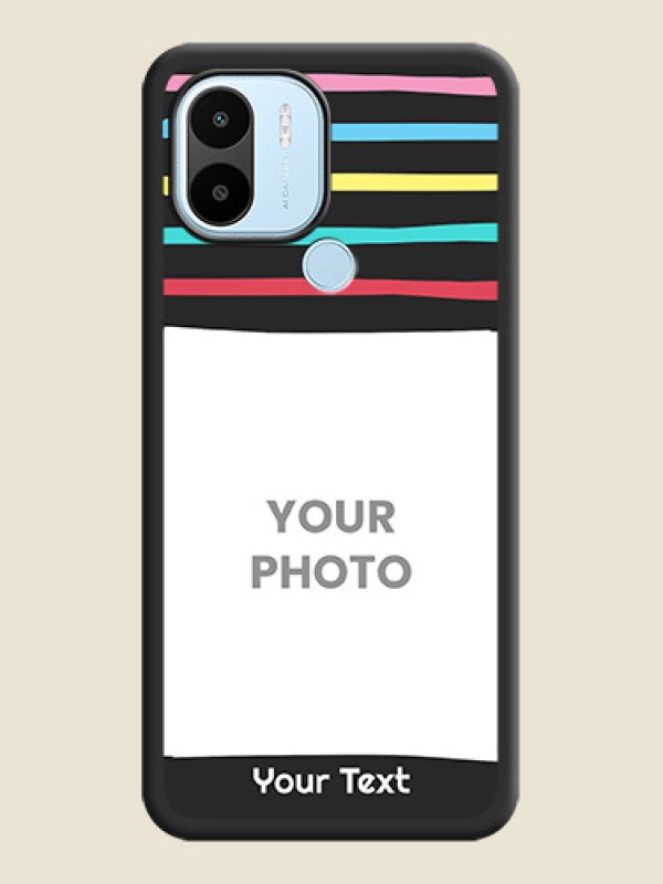 Custom Multicolor Lines with Image on Space Black Personalized Soft Matte Phone Covers - Xiaomi Redmi A2 Plus - alternate view