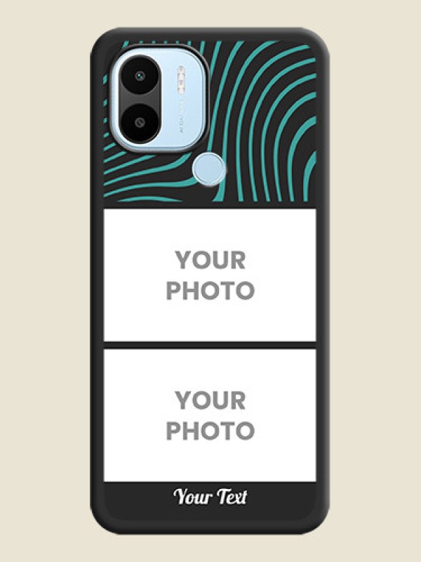 Custom Wave Pattern with 2 Image Holder on Space Black Personalized Soft Matte Phone Covers - Xiaomi Redmi A2 Plus - alternate view
