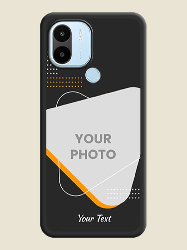 Custom Yellow Triangle on Photo on Space Black Soft Matte Phone Cover - Xiaomi Redmi A2 Plus - alternate view