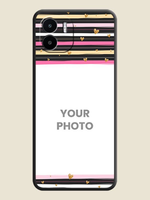 Custom Multicolor Lines and Golden Love Symbols Design on Photo on Space Black Soft Matte Mobile Cover - Xiaomi Redmi A2 - alternate view