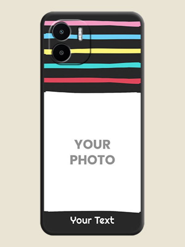 Custom Multicolor Lines with Image on Space Black Personalized Soft Matte Phone Covers - Xiaomi Redmi A2 - alternate view
