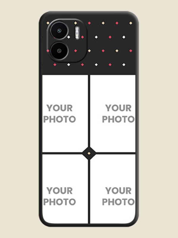 Custom Multicolor Dotted Pattern with 4 Image Holder on Space Black Custom Soft Matte Phone Cases - Xiaomi Redmi A2 - alternate view