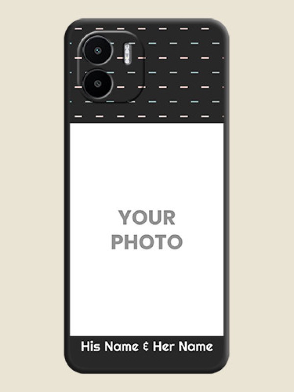 Custom Line Pattern Design with Text on Space Black Custom Soft Matte Phone Back Cover - Xiaomi Redmi A2 - alternate view