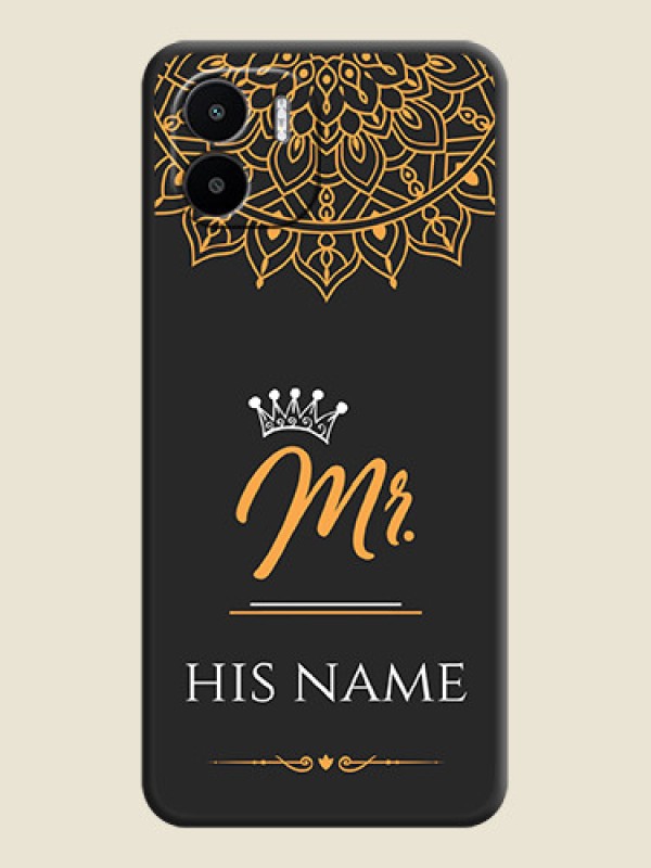 Custom Mr Name with Floral Design  on Personalised Space Black Soft Matte Cases - Xiaomi Redmi A2 - alternate view