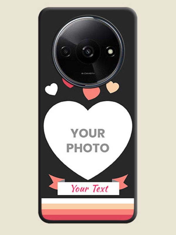 Custom Love Shaped Photo with Colorful Stripes on Personalised Space Black Soft Matte Cases - Redmi A3 - alternate view