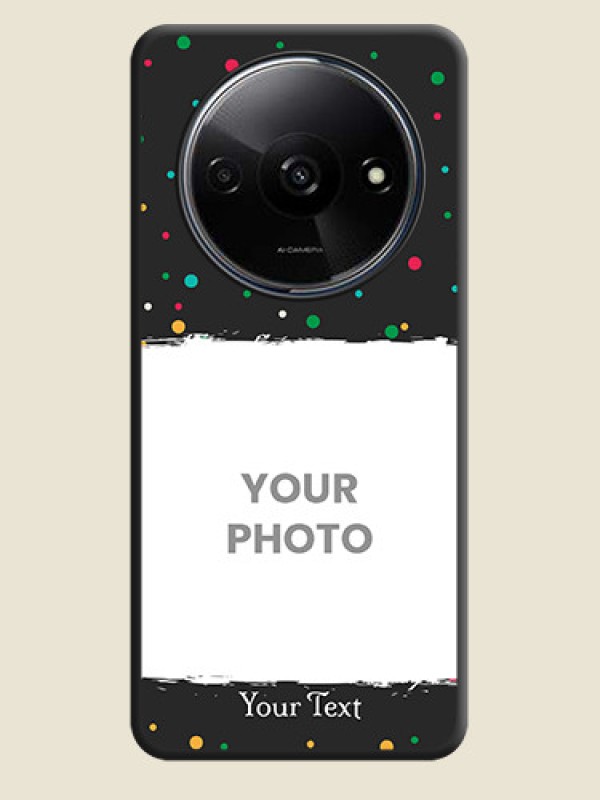Custom Multicolor Dotted Pattern with Text on Space Black Custom Soft Matte Phone Back Cover - Redmi A3 - alternate view