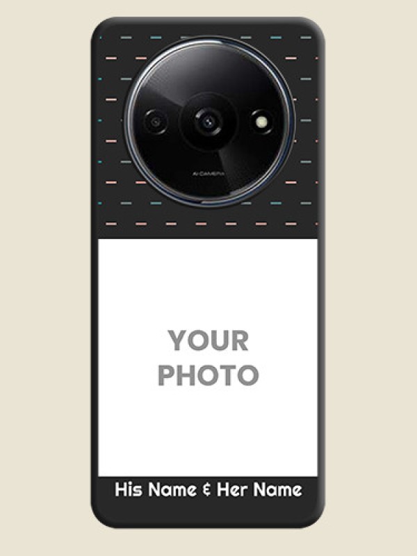 Custom Line Pattern Design with Text on Space Black Custom Soft Matte Phone Back Cover - Redmi A3 - alternate view