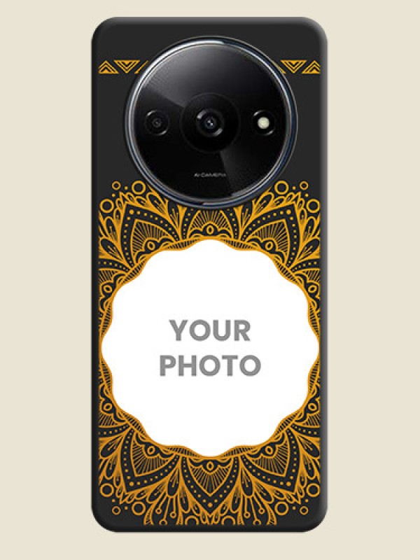 Custom Round Image with Floral Design - Photo on Space Black Soft Matte Mobile Cover - Redmi A3 - alternate view