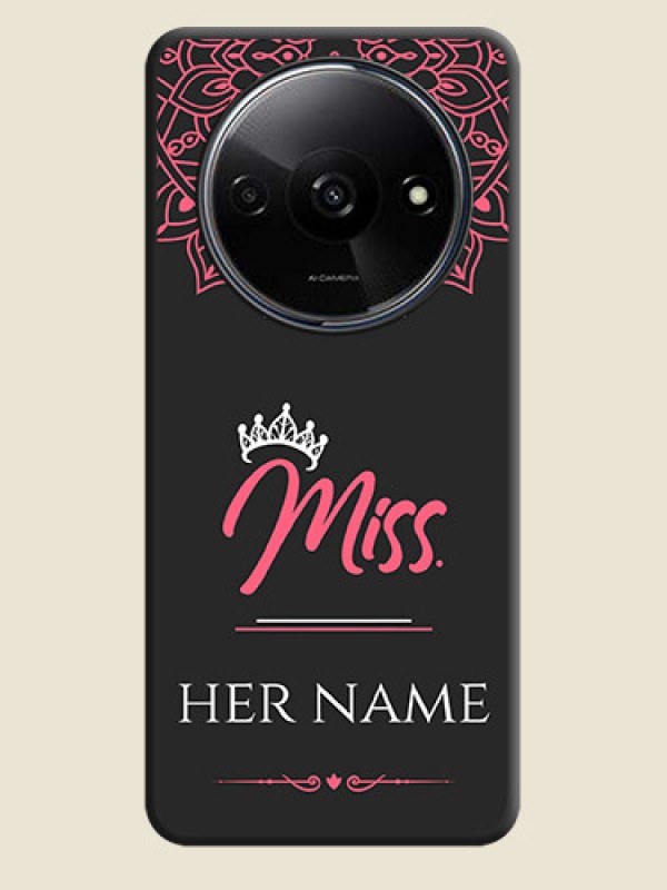 Custom Mrs Name with Floral Design on Space Black Personalized Soft Matte Phone Covers - Redmi A3 - alternate view