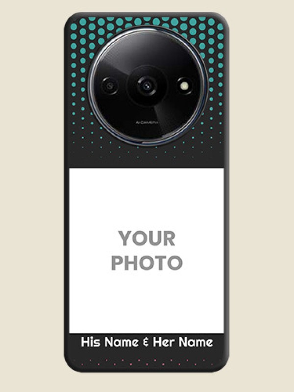 Custom Faded Dots with Grunge Photo Frame and Text on Space Black Custom Soft Matte Phone Cases - Redmi A3 - alternate view