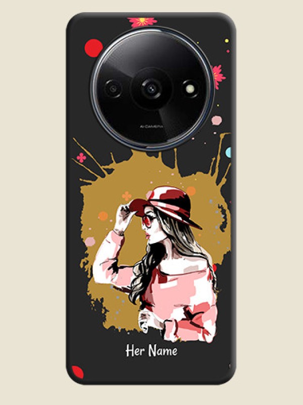 Custom Mordern Lady With Color Splash Background With Custom Text On Space Black Personalized Soft Matte Phone Covers - Redmi A3 - alternate view