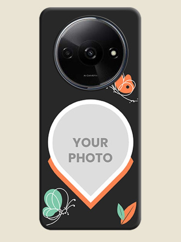 Custom Upload Pic With Simple Butterly Design On Space Black Personalized Soft Matte Phone Covers - Redmi A3 - alternate view