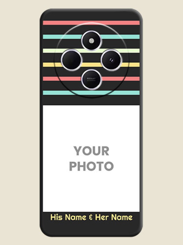 Custom Color Stripes with Photo and Text on Photo On Space Black Custom Soft Matte Mobile Back Cover - Xiaomi Redmi A4 5G - alternate view