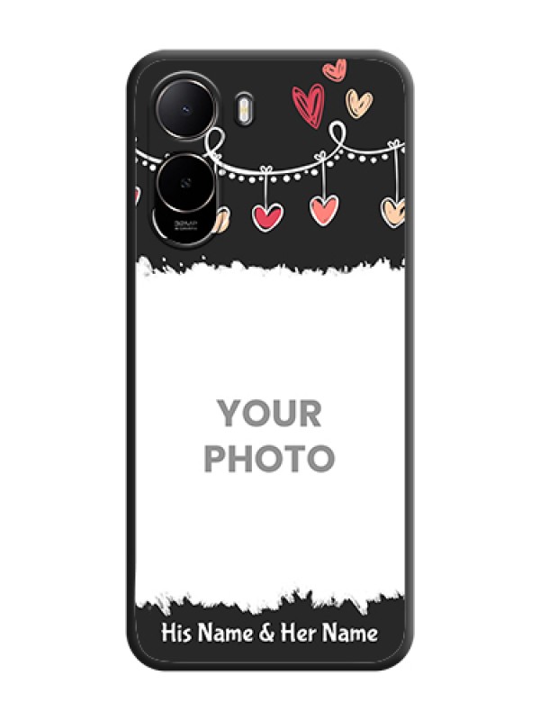 Custom Pink Love Hangings with Name On Space Black Custom Soft Matte Mobile Back Cover - Xiaomi Redmi A7 Pro 5G - alternate view
