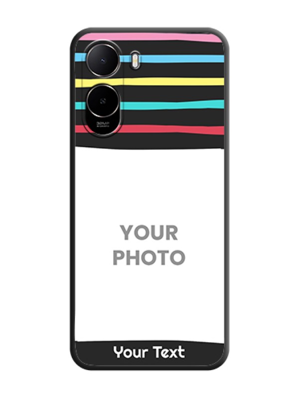 Custom Multicolor Lines with Image On Space Black Custom Soft Matte Mobile Back Cover - Xiaomi Redmi A7 Pro 5G - alternate view