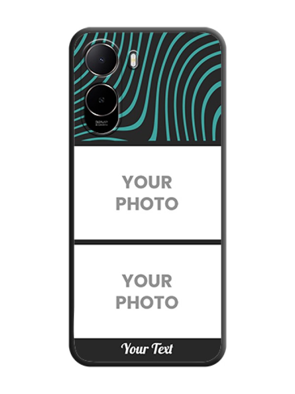 Custom Wave Pattern with 2 Image Holder On Space Black Custom Soft Matte Mobile Back Cover - Xiaomi Redmi A7 Pro 5G - alternate view