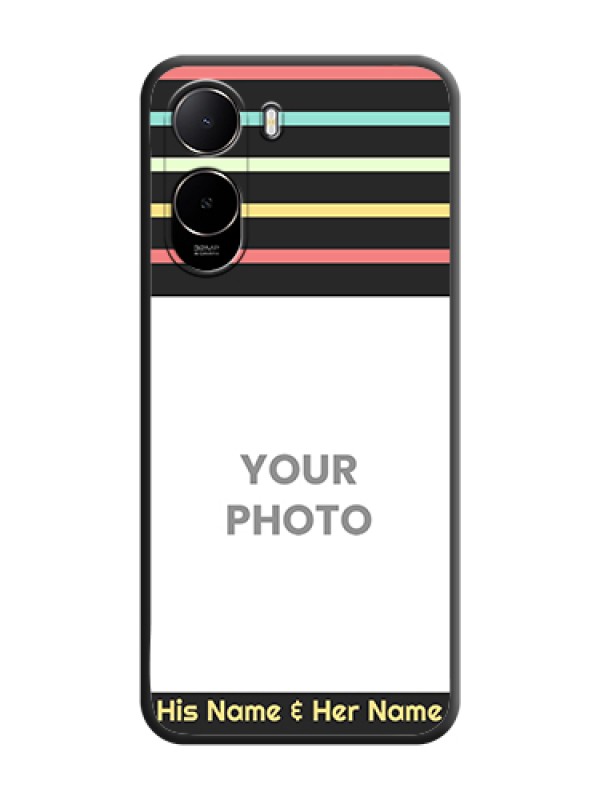 Custom Color Stripes with Photo and Text on Photo On Space Black Custom Soft Matte Mobile Back Cover - Xiaomi Redmi A7 Pro 5G - alternate view