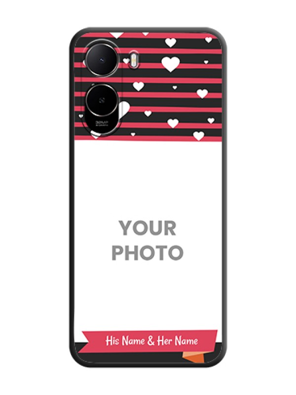 Custom White Color Love Symbols with Pink Lines Pattern On Space Black Custom Soft Matte Mobile Back Cover - Xiaomi Redmi A7 Pro 4G - alternate view