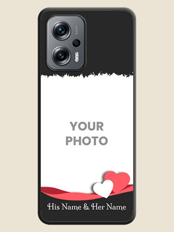 Custom Pin Color Love Shaped Ribbon Design with Text on Space Black Custom Soft Matte Phone Back Cover - Xiaomi Redmi K50I 5G - alternate view