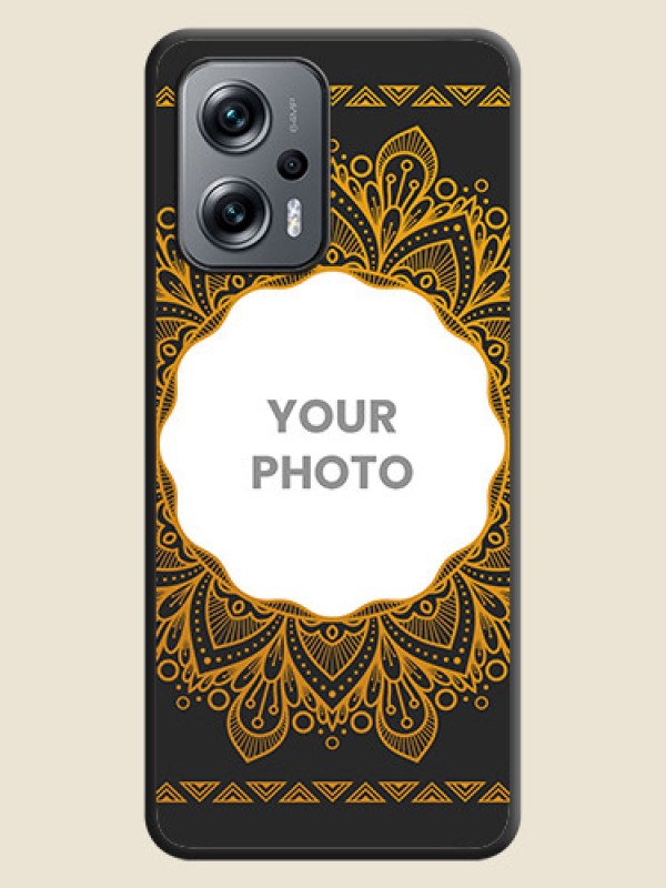 Custom Round Image with Floral Design on Photo on Space Black Soft Matte Mobile Cover - Xiaomi Redmi K50I 5G - alternate view